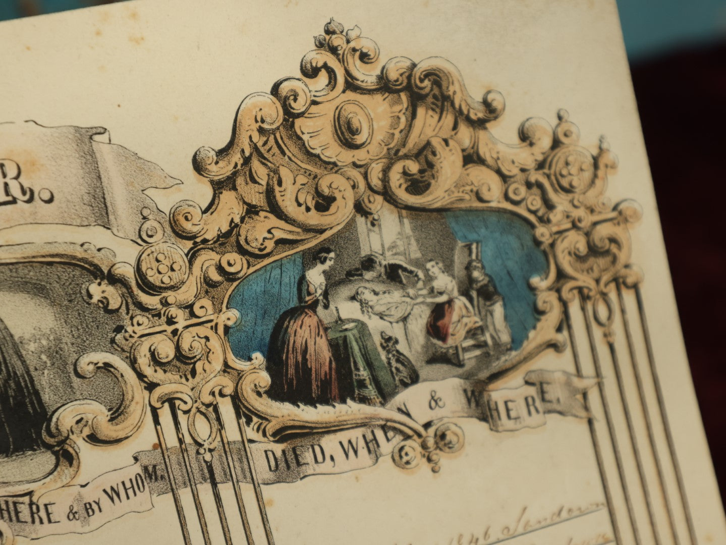 Lot 065 - Pair Of Unframed Hand Colored Family Register Lithographs, Family Of George C. Colby And Direxia P. Colby, And Leyman Newton And Lydia B. Newton