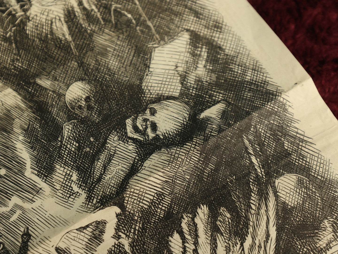 Lot 066 - Antique Harper's Weekly Magazine Print Clipping From March 25, 1876, Depicting Vultures, Skull, Political Cartoon, Belknap Crime And Corruption