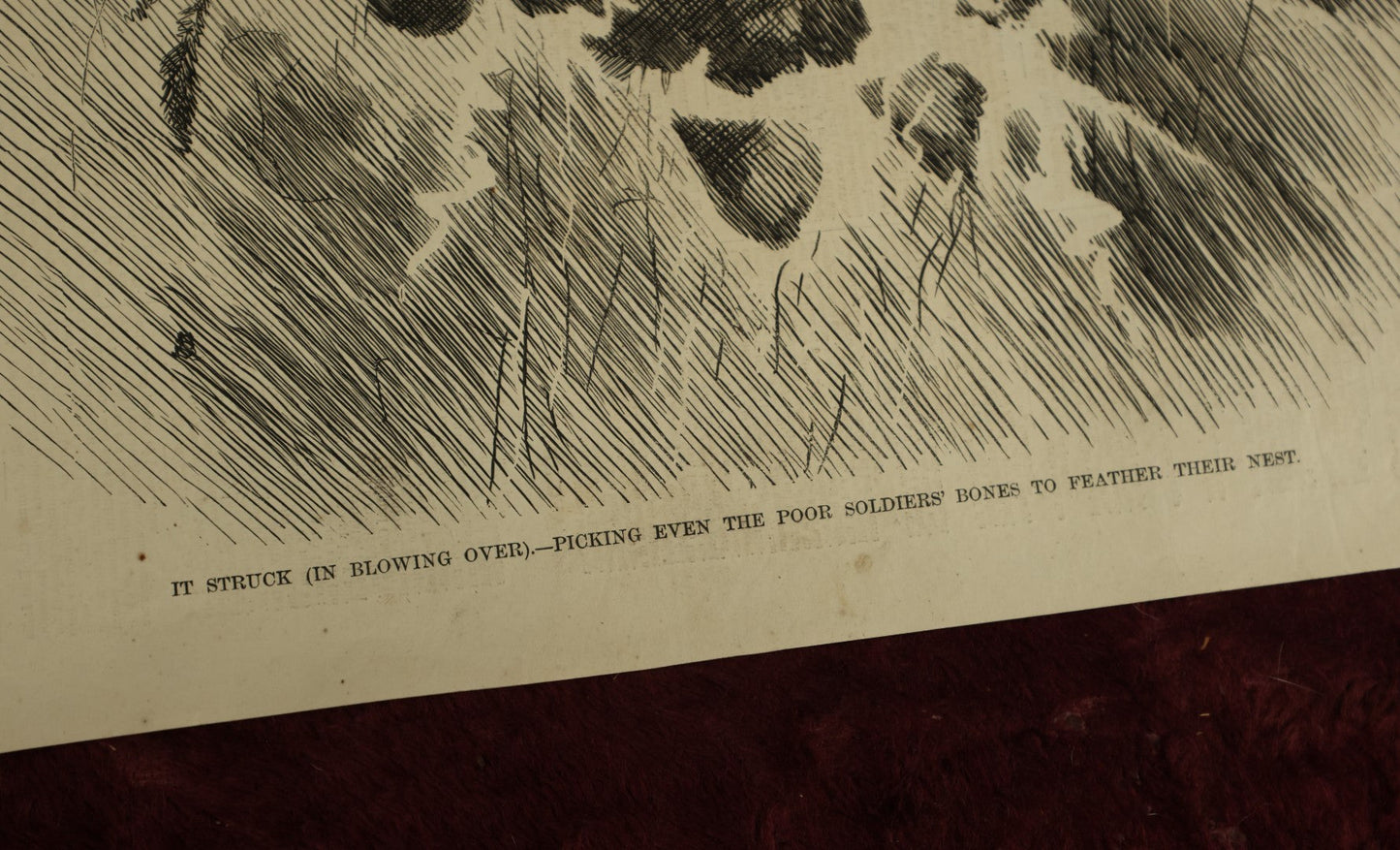 Lot 066 - Antique Harper's Weekly Magazine Print Clipping From March 25, 1876, Depicting Vultures, Skull, Political Cartoon, Belknap Crime And Corruption