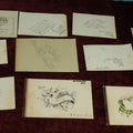 Lot 068 - Grouping Of Ten Assorted Pen And Ink Drawings, Autographs, And Signatures, Likely Out Of Autograph Album, Including Coloring And More, Circa 1880s