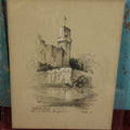 Lot 078 - Antique Hand Drawn Crayon Painting, "Caesar's Tower," Warwish Castle, England, Signed S.G.R. 1936