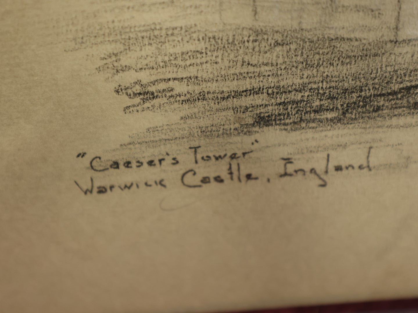 Lot 078 - Antique Hand Drawn Crayon Painting, "Caesar's Tower," Warwish Castle, England, Signed S.G.R. 1936