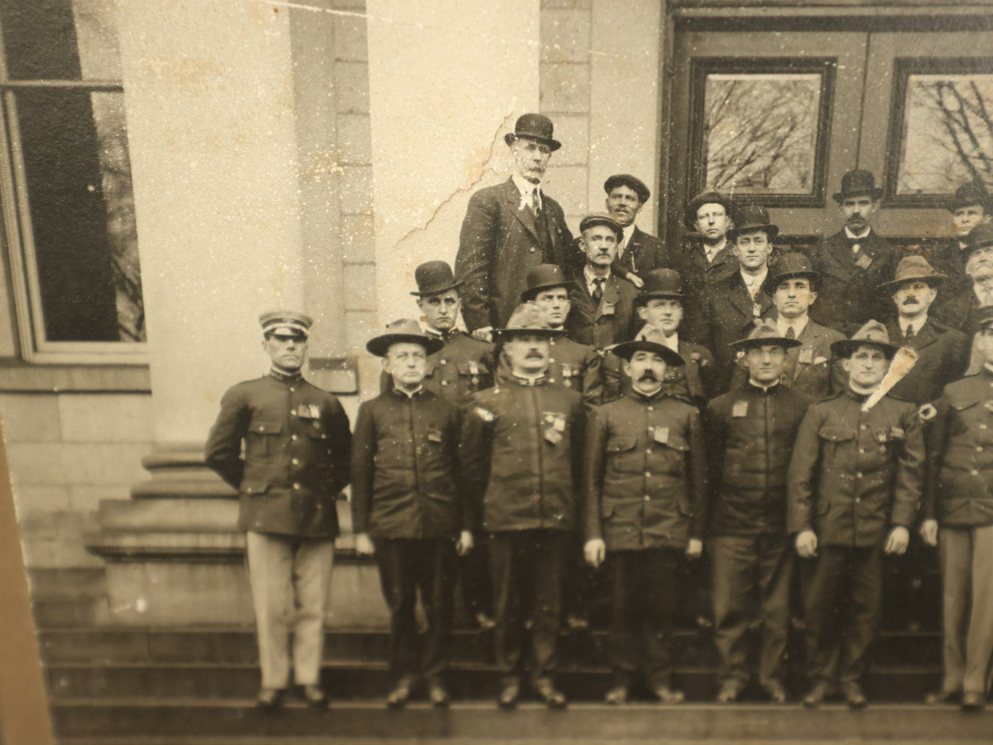Lot 092 - Single Boarded Photo, Appears To Show Police Officers In Front Of Government Building, On Board, Trimmed