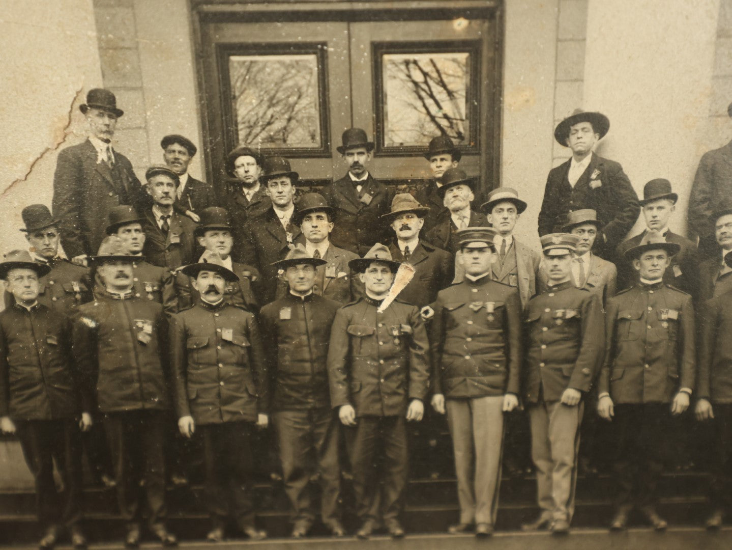 Lot 092 - Single Boarded Photo, Appears To Show Police Officers In Front Of Government Building, On Board, Trimmed