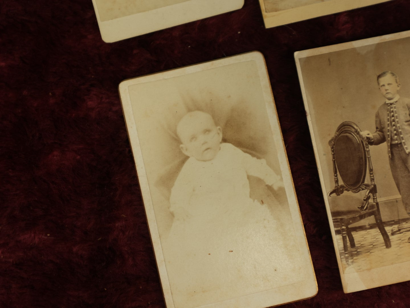Lot 098 - Grouping Of Six Antique Carte De Visite C.D.V. Photographs Including Of Children, Man With Beard