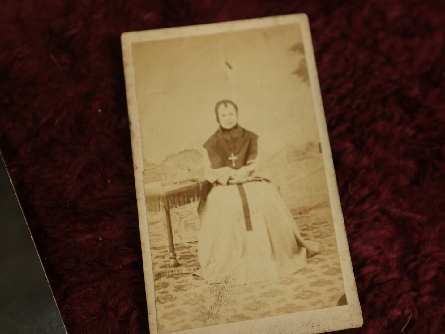 Lot 101 - Grouping Of Twelve Antique Cabinet Cards And Other Photos Of Priests, Popes, Church, And Nun