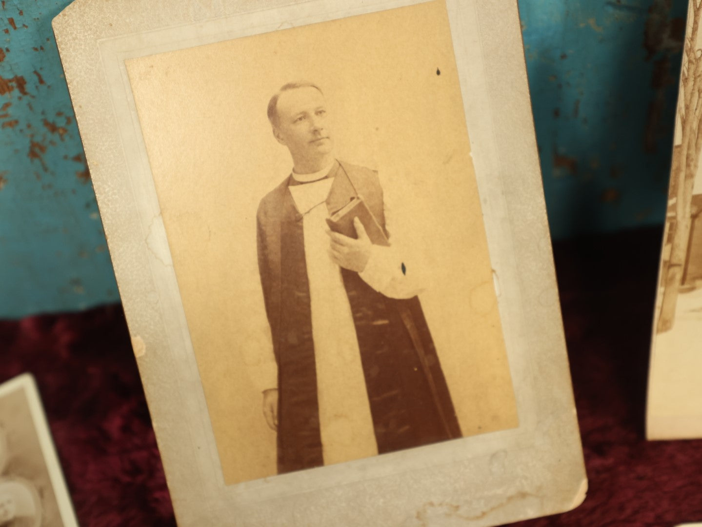 Lot 101 - Grouping Of Twelve Antique Cabinet Cards And Other Photos Of Priests, Popes, Church, And Nun
