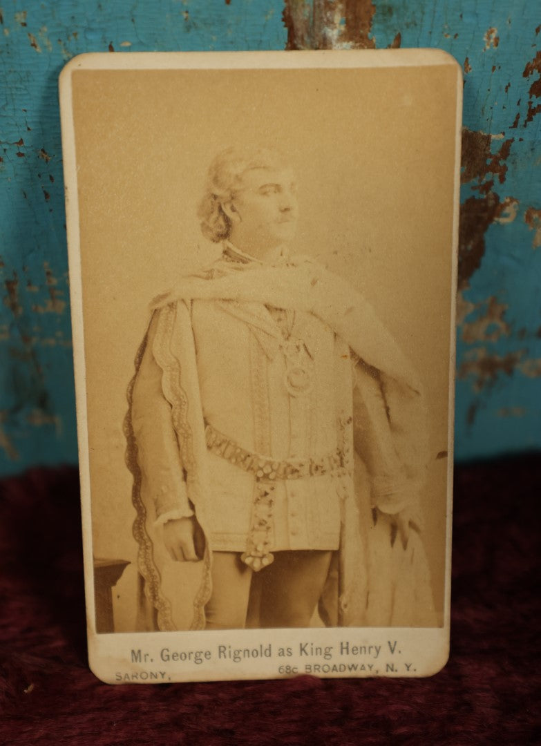 Lot 107 - Antique Carte De Visite C.D.V. Photograph Of Mr. George Rignold, Actor, As King Henry V, Sarony Photographer, Broadway, New York City