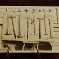 Lot 112 - Single Snapshot Photo, Eight Tomahawk Axes, Paper Label On Back, N.E. Carter, Indian Relics, Old Arms, Antiques, And Curios, Elkhorn, Wisconsin