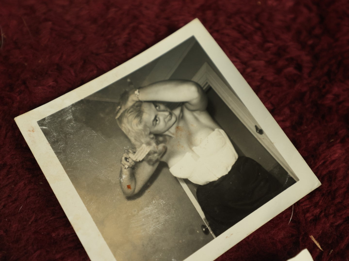 Lot 120 - Snapshot Grouping, Four Photos, Vintage Shots Of Ladies, Swimsuit, And Guitar