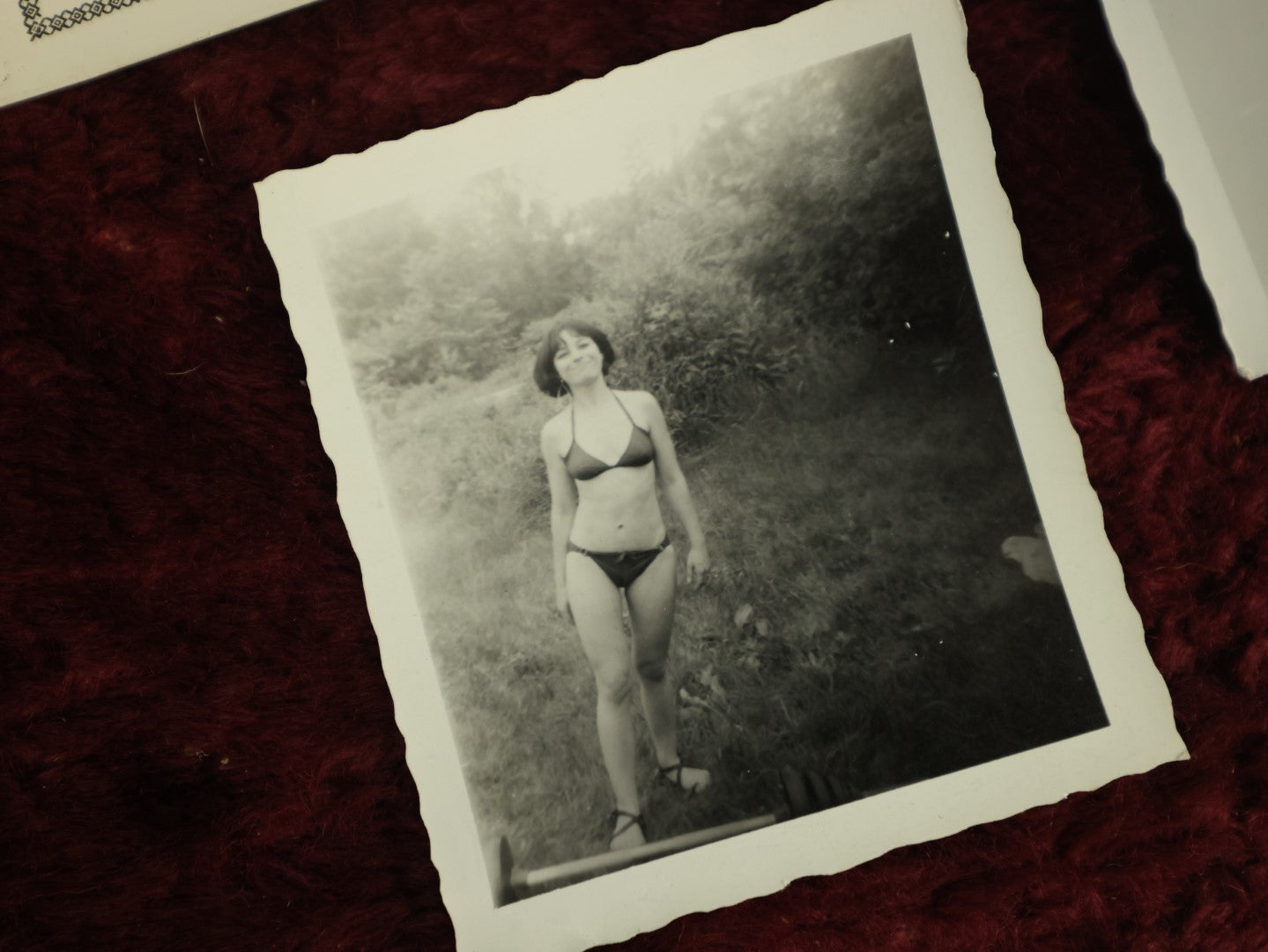 Lot 120 - Snapshot Grouping, Four Photos, Vintage Shots Of Ladies, Swimsuit, And Guitar