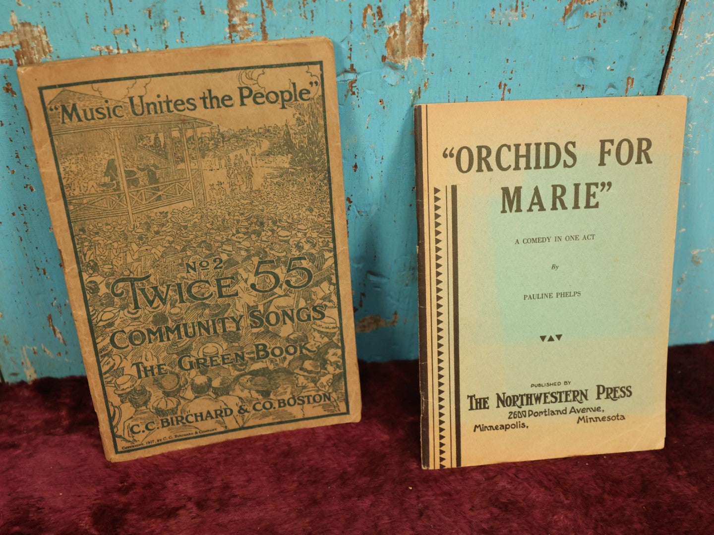Lot 128 - Pair Of Ephemera Booklets, Music Unite The People Community Songs Green Book By C.C. Birchard And Co., Boston, And "Orchids For Marie," A Comedy In One Act By Pauline Phelps
