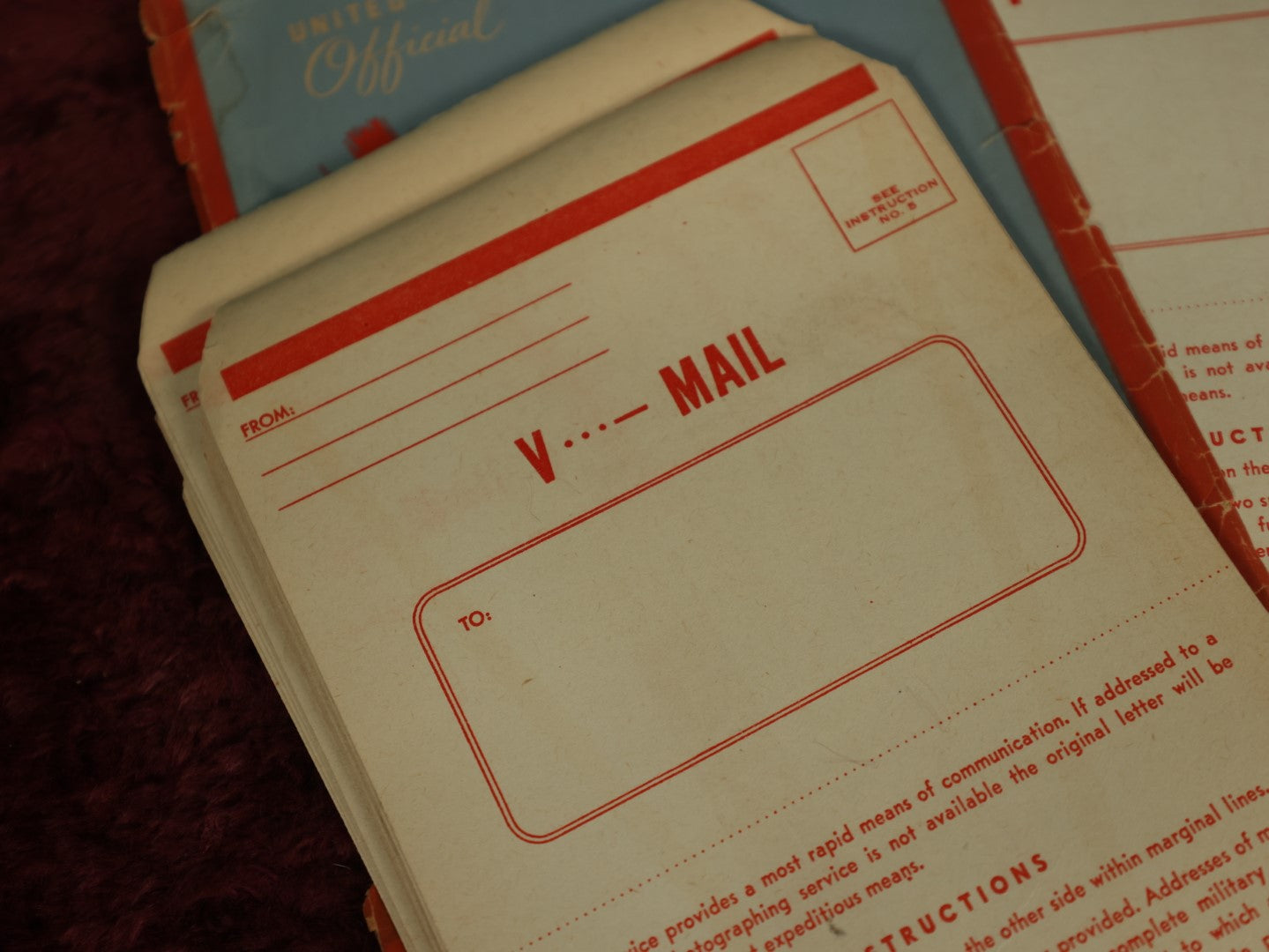 Lot 132 - Vintage Weddel's V-Mail Invo-Letters, Combination Sheets And Envelopes For Rush Photographic Mail To Our Armed Forces Overseas, Stanley Wessel & Company, Chicago, Incomplete, Note Heavy Wear