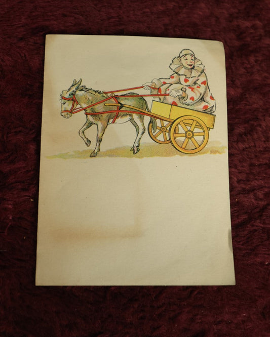 Lot 133 - Single Ephemera Scrap, Clown Riding On Cart Pulled By Donkey