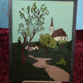 Lot 125 - Novice Unframed Reverse Painting On Glass Of Country Church Scene