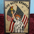 Lot 126 - Novice Unframed Reverse Painting On Glass, "God Bless America" With Flags And Statue Of Liberty