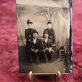 Lot 150 - Single Tintype Photograph, Group Of Four People Two Men, Two Women, Both Men With Canes, Bowler Hats