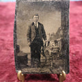 Lot 159 - Single Tintype Photograph, Man Holding Book On Table