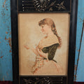 Lot 051 - Antique Ebonized Etched Eastlake Frame With Print Of Young Girl