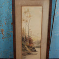 Lot 053 - Antique Original Landscape Watercolor Painting Depicting A Boat On The Side Of A River Bank, Birch Trees, Artist Signed C.B. Venekamb, 1916