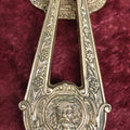 Lot 081 - Vintage Reproduction Solid Brass Door Knocker With Green Man Face, Faux Patination