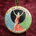 Lot 082 - Vintage Old Town Pure Silk Typewriter Ribbon Tin With Woman In Dress, Blue, Red, And Green Colors, Made In New York, U.S.A., For Remington, With Bobby Pin Contents
