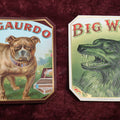 Lot 112 - Pair Of Antique New Old Stock N.O.S. Embossed Cigar Box Labels - El Guardo, With Bulldog, And Big Wolf, With Howling Wolf