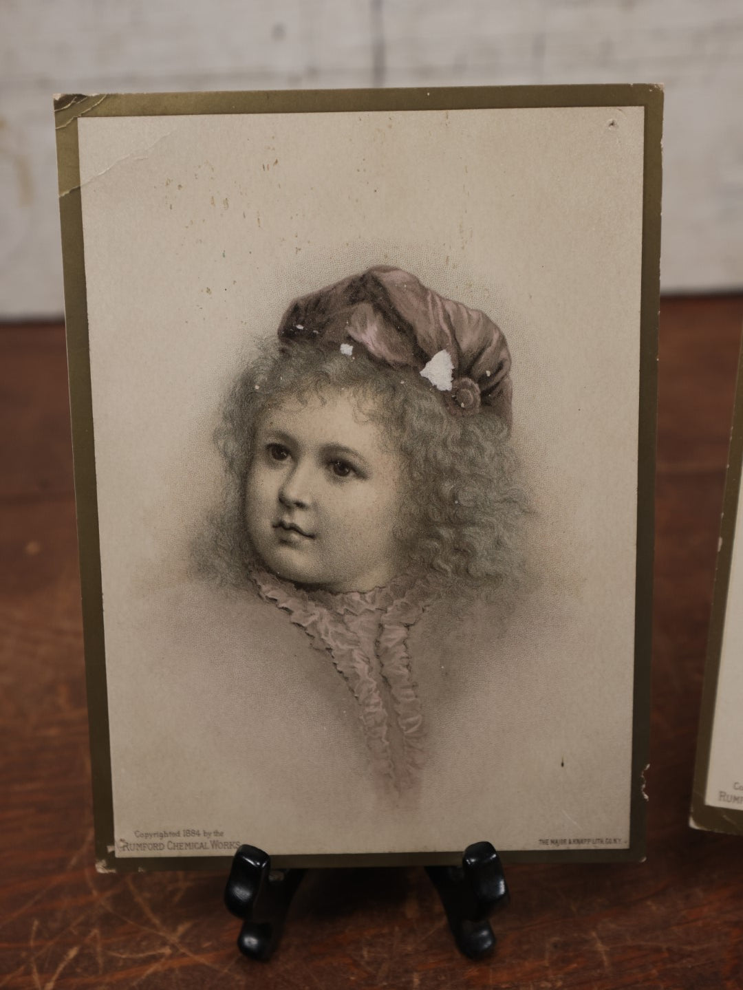 Lot 175 - Pair Of Antique Trade Cards Advertising Rumford Chemical Works, 1884, Depicting Little Girl, Horsford's Baking Powder