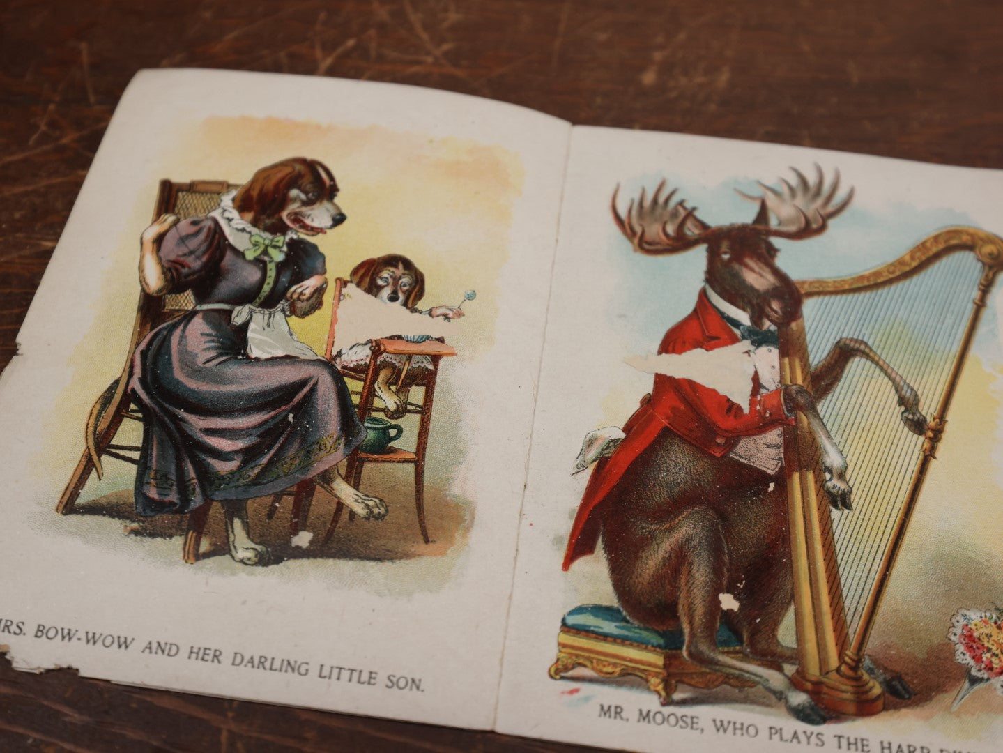 Lot 176 - "The Funny Household: Comic Animal Stories" Antique Chromolithograph Illustrated Children's Book With Images Of Anthropomorphic Animals, Mcloughlin Bros, Note Wear, Damage
