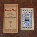 Lot 178 - Pair Of Pieces Of Train Ephemera - Boston And Maine Railroad Tourist Map, Union Pacific & Michigan Central Railroad Book Of Trains