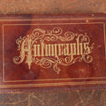 Lot 140 - Antique Victorian Autograph Album, Brown Leather With Gold Autographs Lettering, Contains Colorful Calligraphy, Bird Drawing, Circa 1880s