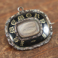 Lot 009 - Antique Victorian Mourning Brooch, "In Memory Of," With Human Hair Keepsake Memento Mori, Photograph Of Deceased On Back, Monogram Mark