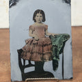 Lot 084 - Antique Full Plate Tintype Photograph Of A Little Girl In A Dress, Hand Tinted Color, Pink, Green