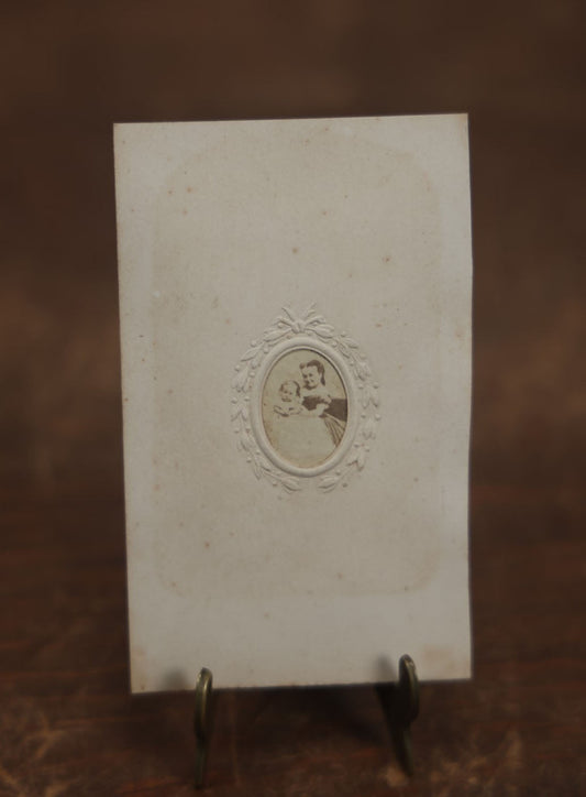 Lot 023 - Antique Gem Sized Carte De Visite C.D.V. Photo Of Mercy Lavinia Warren Stratton, Little Person, Wife Of General Tom Thumb, Sideshow Performer, With Child, In C.D.V. Sized Paper Mat