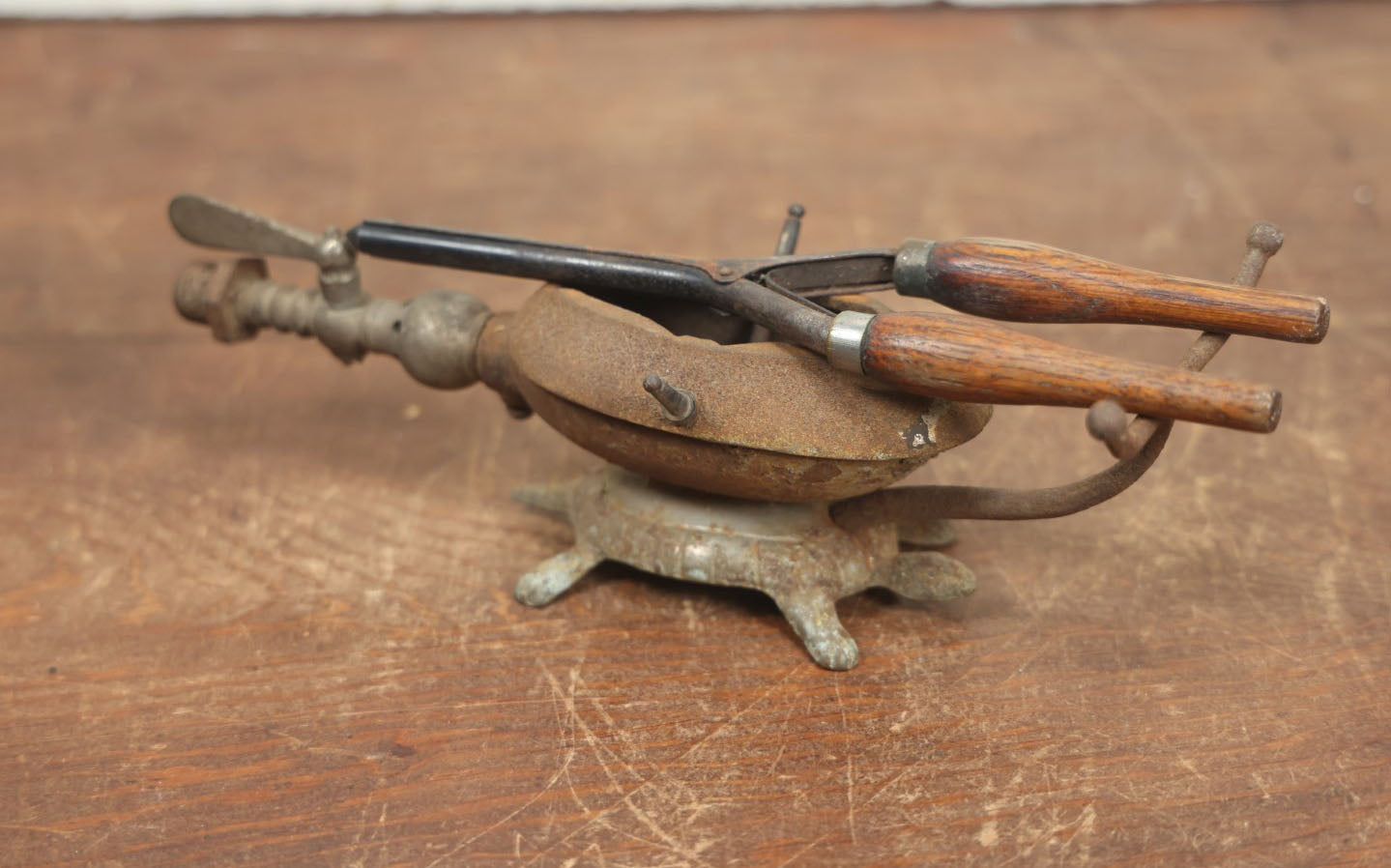 Lot 033 - Antique Cast Iron Gas Curling Iron Heater With Figural Turtl ...