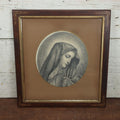 Lot 036 - Antique Hand Drawn Pencil Sketch Of The Virgin Mary In Antique Eastlake Wood Frame, Matted And Behind Glass