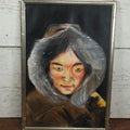 Lot 042 - Vintage Original Painting Of An Inuit Woman, German Label On Back, No Glass