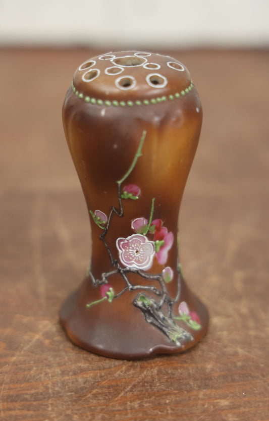 Lot 069 - Vintage Porcelain Art Nouveau Hat Pin Holder With Hand Painted Flowers, Stems, Likely Japanese, Nippon
