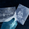Lot 068 - Antique Glass Photo Negatives, Pair, Girl Shooting Rifle And Girl Holding Kittens, Likely From Or Around Mendon, Massachusetts, New England, Circa 1900