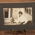 Lot 092 - Antique Small Boarded Photo Of Woman And Cat Sitting On Stoop