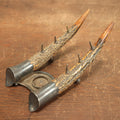 Lot 008 - Antique Stag Antler Inkwell Stand And Pen Rest, Missing Glass Inkwell, Room For Three Pens