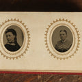 Lot 014 - Antique Gem Tintype Photo Album, Belonging To Ella Lo Whitney, From Her Teacher Sarah Barnard, Completely Full Containing 48 Photographs, Gold Embellishments On Cover