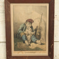 Lot 030 - Antique Hand Colored Lithograph Of Little Boy And His Puppy, Titled "Contentment," Kellogg Brothers Lithograph, Connecticut