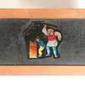 Lot 041 - Antique Hand Painted Animated Magic Lantern Motion Slide, Shopkeeper Batting Boy Stealing