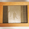 Lot 043 - Antique Hand Painted Magic Lantern Slide, Man About To Be Knocked Over By Children On Sled, Titled "Confidence," Artist Signed By Harry Platt