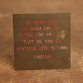 Lot 084 - Vintage Brass And Red Enamel Motto Plaque, "We Have Done So Much With So Little For So Long That We Can Do Anything With Nothing Forever"