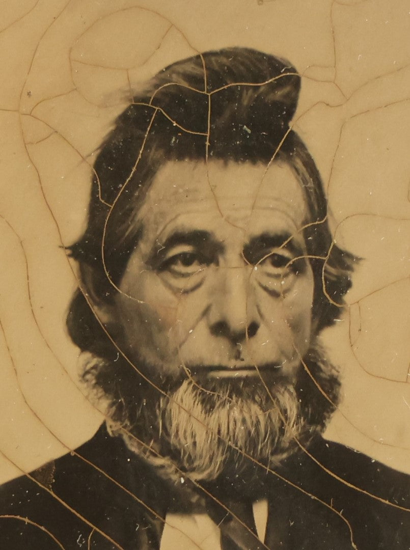 Lot 040 - Antique 1/6th Plate Ambrotype Photograph Of An Older Bearded Man In Full Leatherette Union Case, Identified As John J. Morse