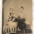 Lot 093 - Single Antique Tintype Photograph, Two Women, One With Eyes Scratched Out