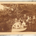 Lot 104 - Single Antique Large Sized Cabinet Card Photograph, Group Of Women With Man Outdoors, Posing By Riverside In Canoe