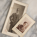 Lot 062 - Pair Of Small Antique Boarded Photos Of Men In Uniforms, Occupational Photos, Possible Military, Vesie Photographer, Franklin, Massachusetts